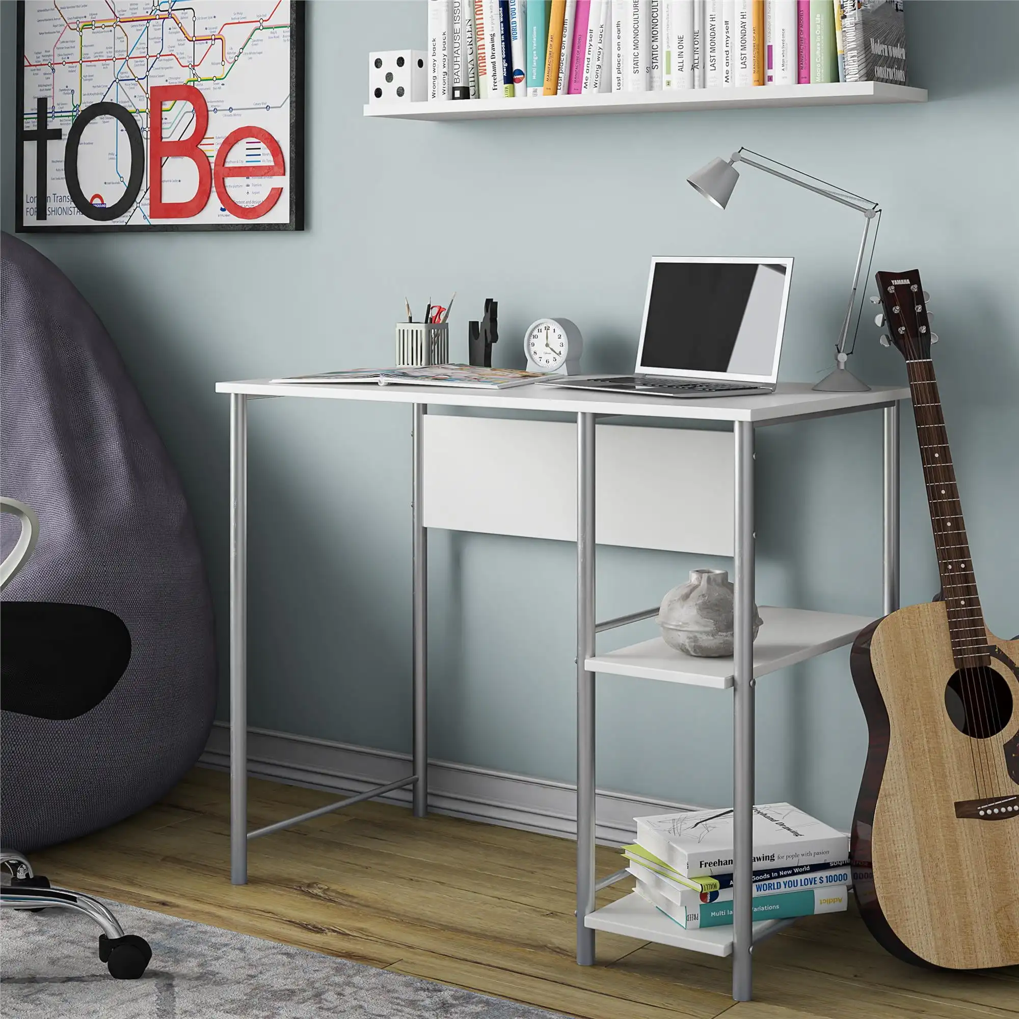 

Metal Student Computer Desk, White