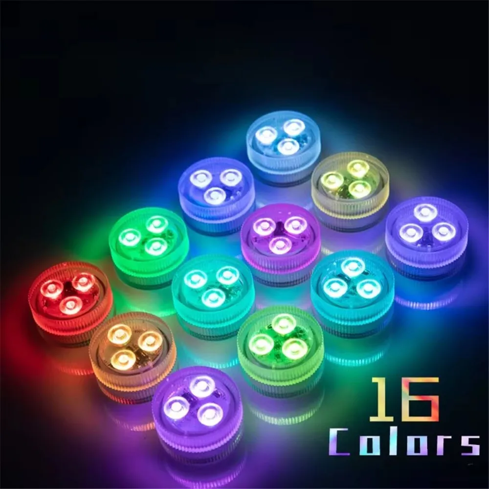 미니 3 LED 방수 RGB 멀티 컬러 잠수정 LED 조명 수중 밤 램프 꽃병 그릇 파티 웨딩 크리스마스 티 라이트