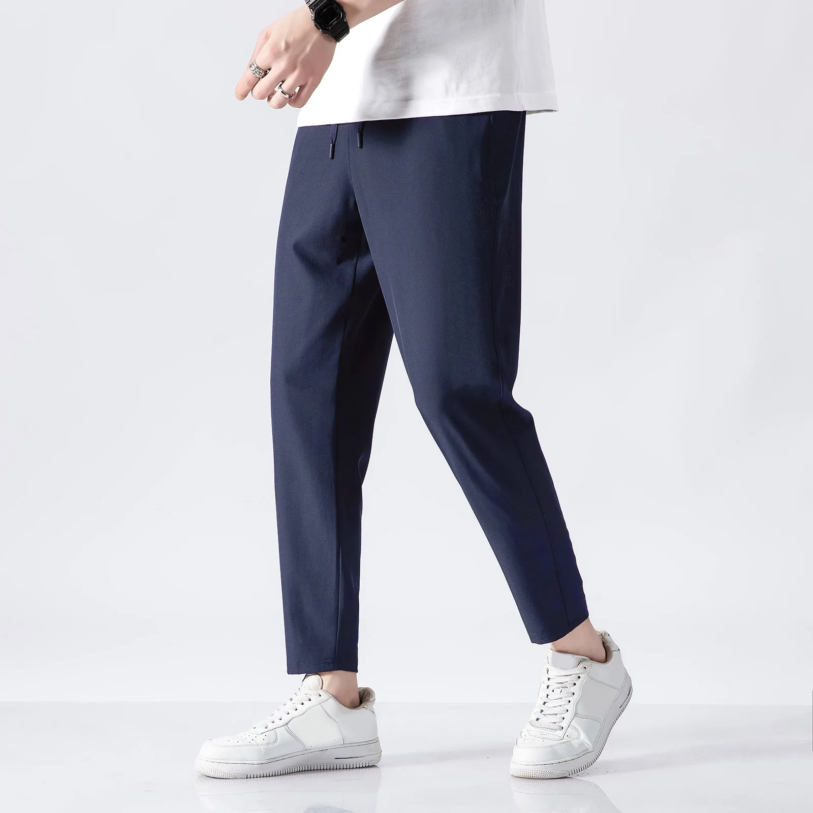 

Mens Guard Pants Loose Ice Silk Solid Sports Leggings male Clothing Wide Leg Pants Harem Pants