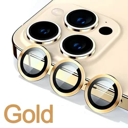 Premium Metal Glass Camera Lens Protector Bumper Back Cover for 16 Pro Max (3PCS) (Gold1)