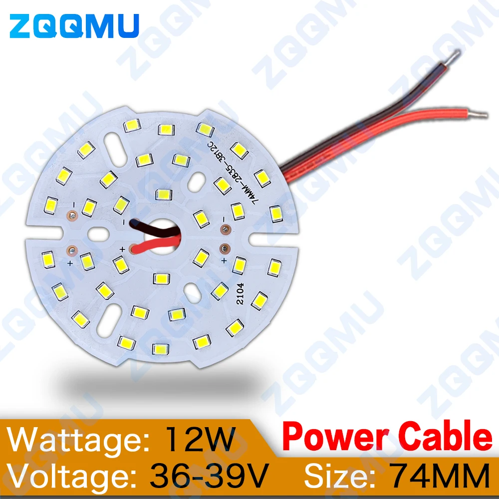thumbnail image 1 of panel de lámpara LED de 12 W SMD2835, lámpara de cuentas DC36V, lámpara de bombilla LED, placa de luz de brillo de 12 W para el hogar, bricolaje, bombilla, chip PCB de luz descendente, 1 of 5