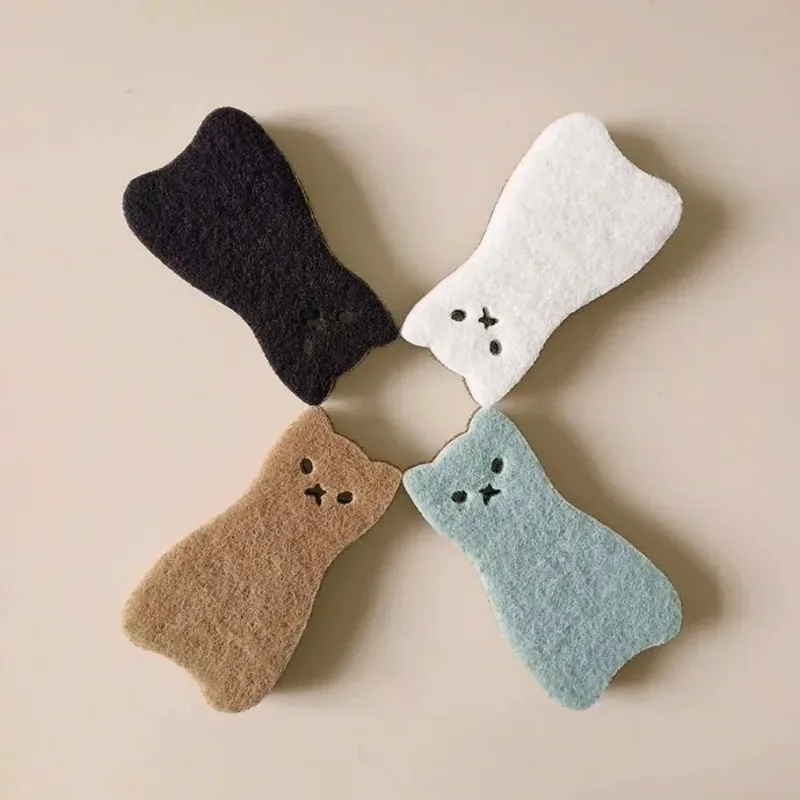Cartoon cat three-layer dishwashing sponge, cleaning sponge, scouring pad, dishwashing cloth, kitchen dishwashing sponge block