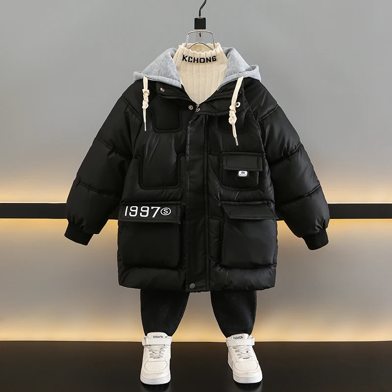 Veste d'hiver pour bébé garçon, nouvelle couleur unie, bouton en peluche, capuche chaude, fermeture éclair, coton, vêtements d'extérieur_voghion.com