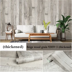 Retro Faux Wood Grain Peel and Stick Vinyl Wallpaper Roll - Self - Adhesive, Removable Wall Covering - 10mx45cm (Thick 04)