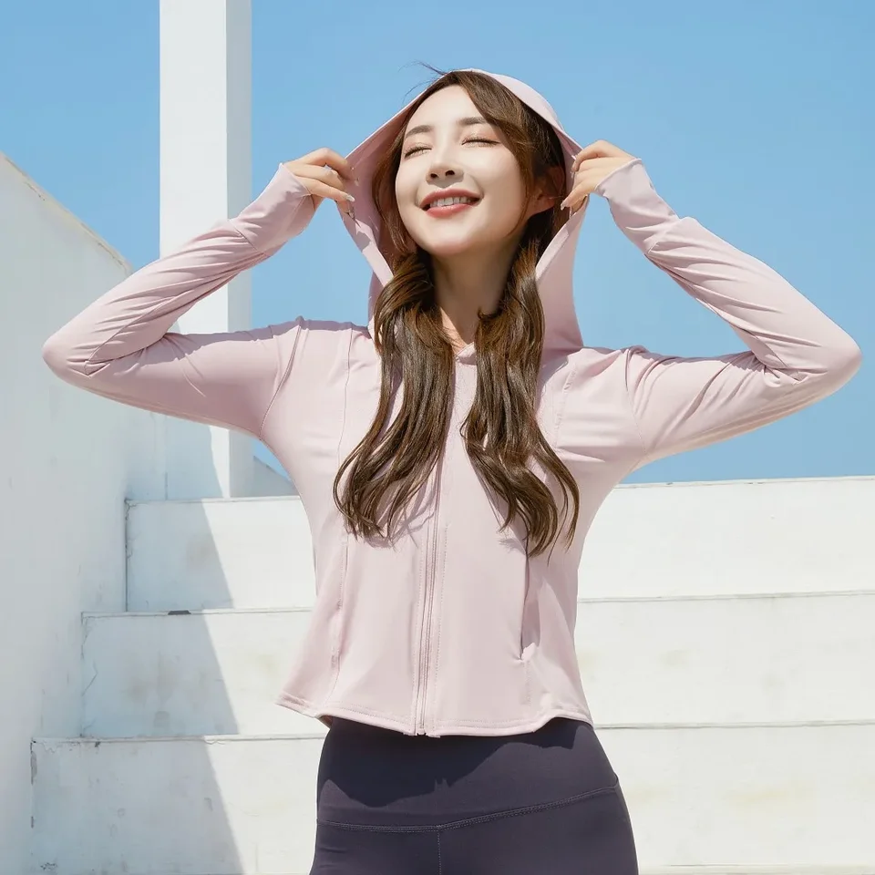 용수철 여름 야외 여성 허리 핏 슬리밍 자외선 차단 가디건, Fps50 자외선 차단, 독특한 맞춤형 로고