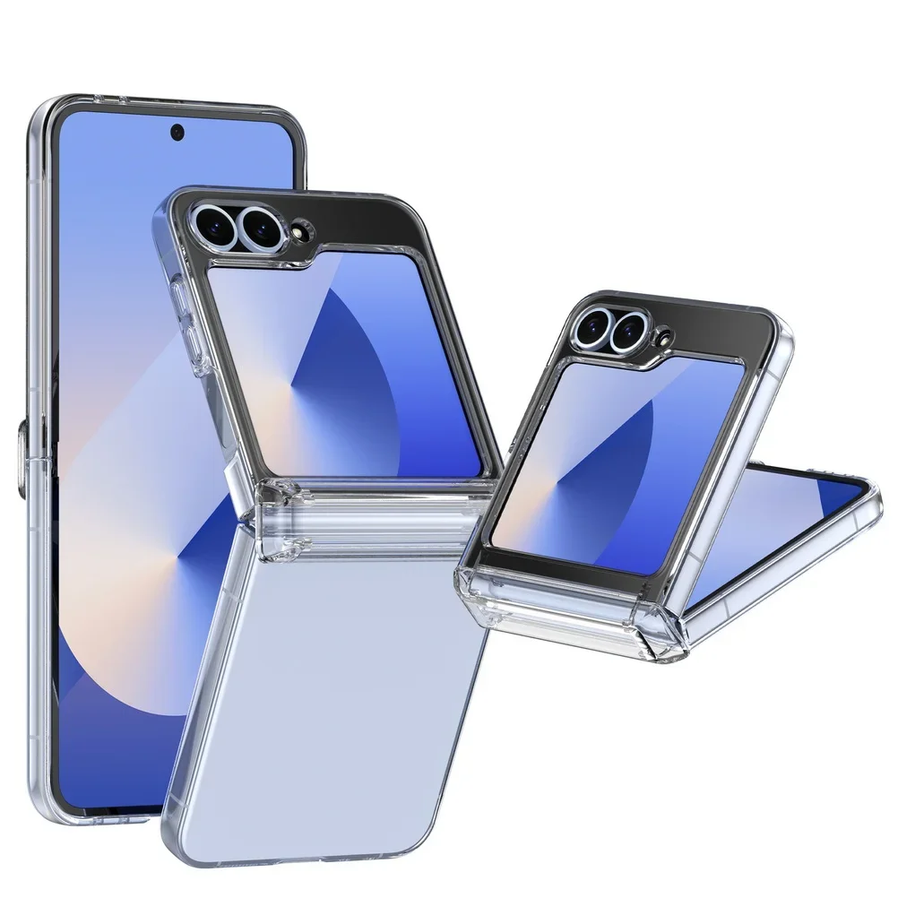 Luxury Electroplated Transparent Shockproof Case with Folding Hinge Protection