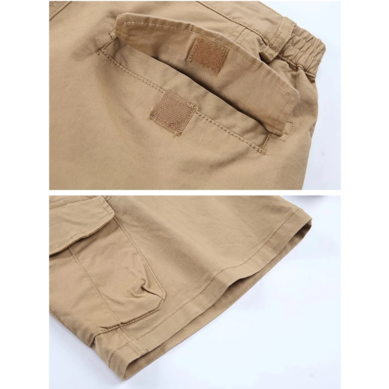 Men Classic Cargo Lightweight Many Pockets Work Elastic Waist Casual Cotton Comfortable Shorts