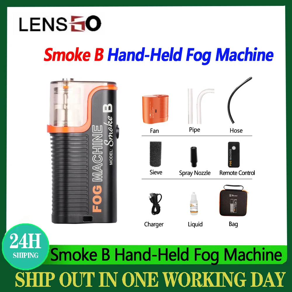 LENSGO Smoke B 휴대용 핸드 헬드 안개 기계, 스튜디오 쇼트 비디오 촬영, 무대 공연 분위기, 드라이 아이스 연기 효과, 40W