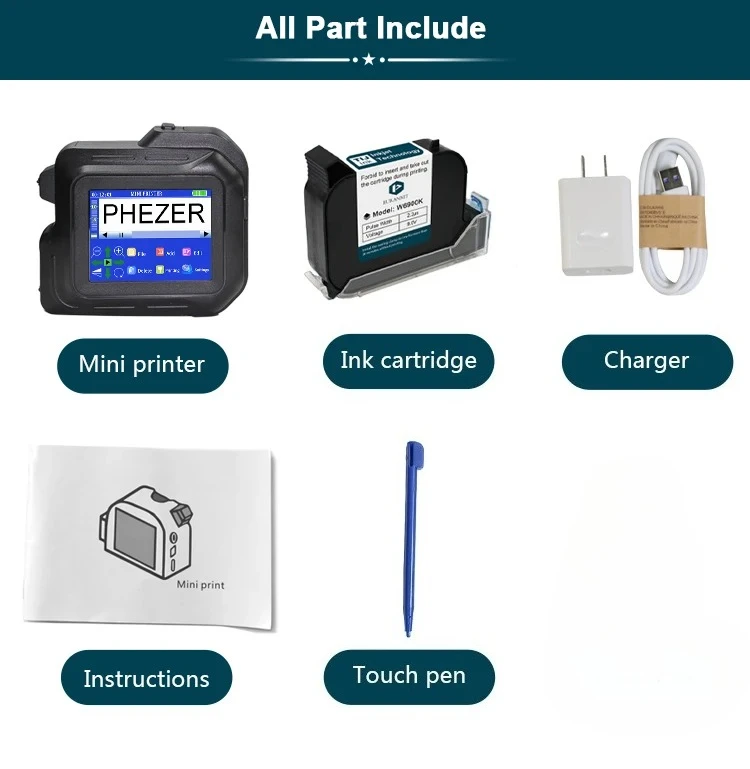 For Hp 2026 PC98 Mini Printer 28 Languages Portable Printer Handheld Inkjet Pri