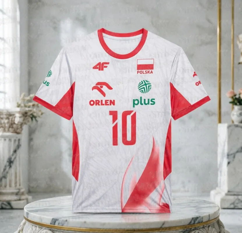 2026 Polen Volleyball-Team Oversized T-Shirt Y2K Harajuku Streetwear Kurzarm Performance Sport-Fan-Trikot Familien-Partnerlook