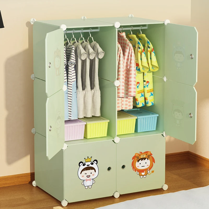 Dresses Baby Wardrobe Children's Wardrobe Wardrobes Plastic Cabinet Kids Organizer Cheap Closet Four Door Children's Furniture