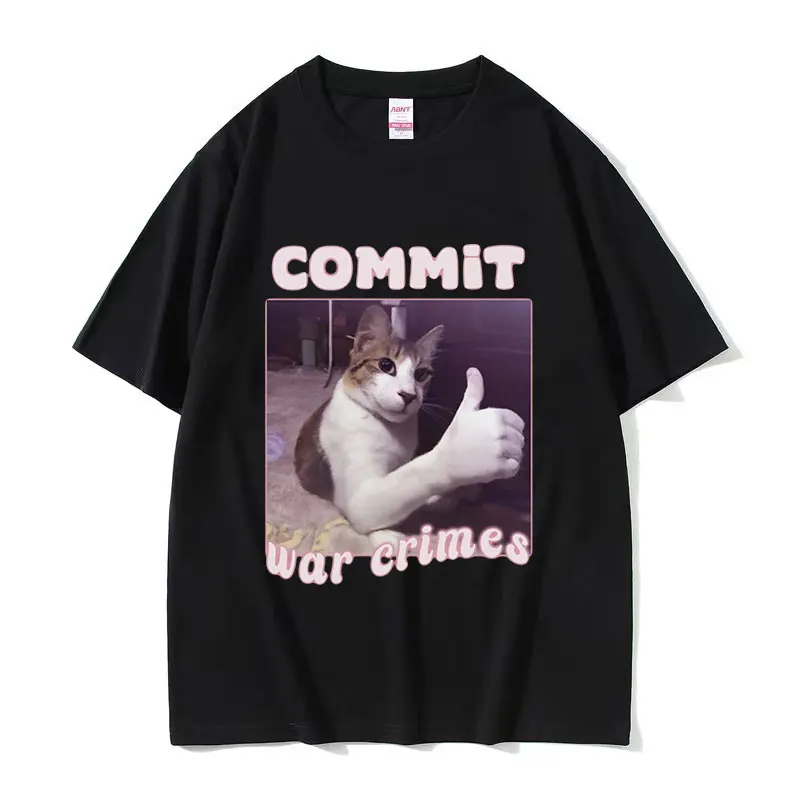 Футболка Мужская/женская оверсайз с забавным рисунком кота из 100% хлопка