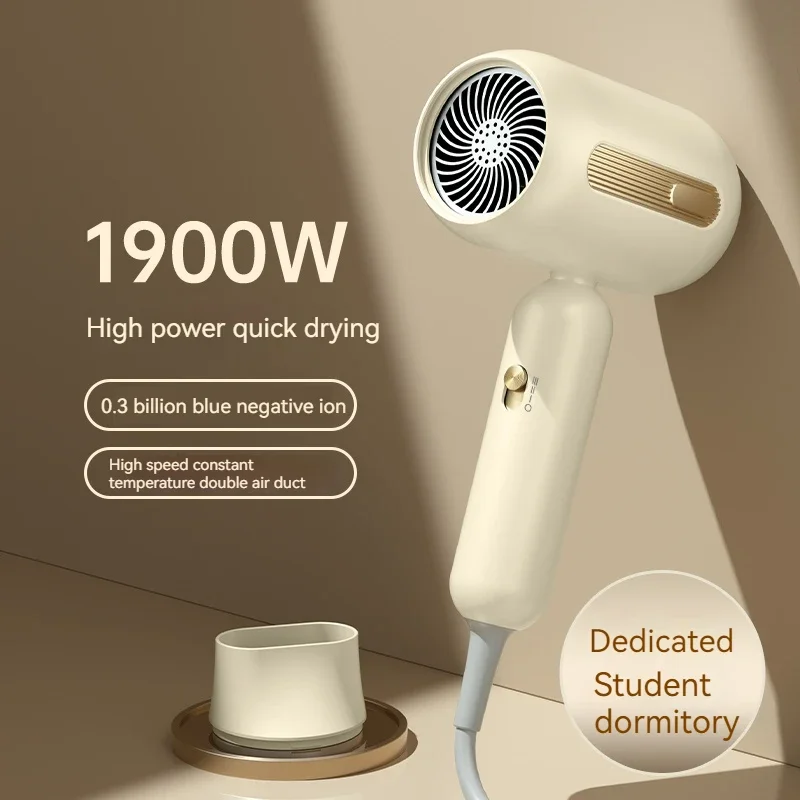 Secador de pelo de iones negativos de alta potencia, minisecador de pelo de 1900W, de secado rápido, EU AU