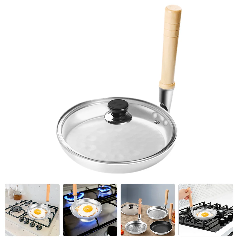 

17cm Deluxe Version (uncoated) with Glass Lid Wood Handle Oyakodon Egg Pan Round