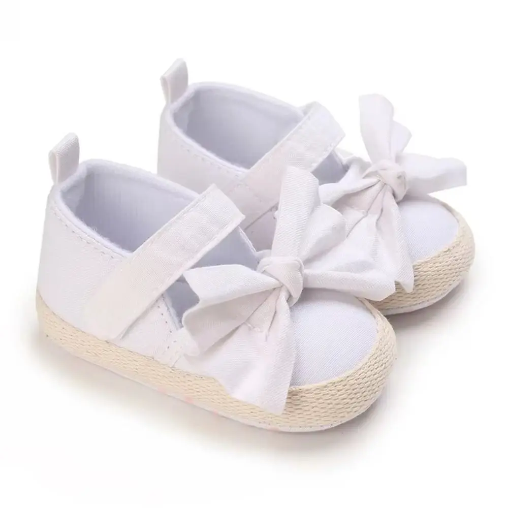 Baby Shoes Soft Soles Baby Girls Shoe Solid Color Non-slip Butterfly Knot Shoes Anti-slip Cloth Sole Princess Shoes Outdoor