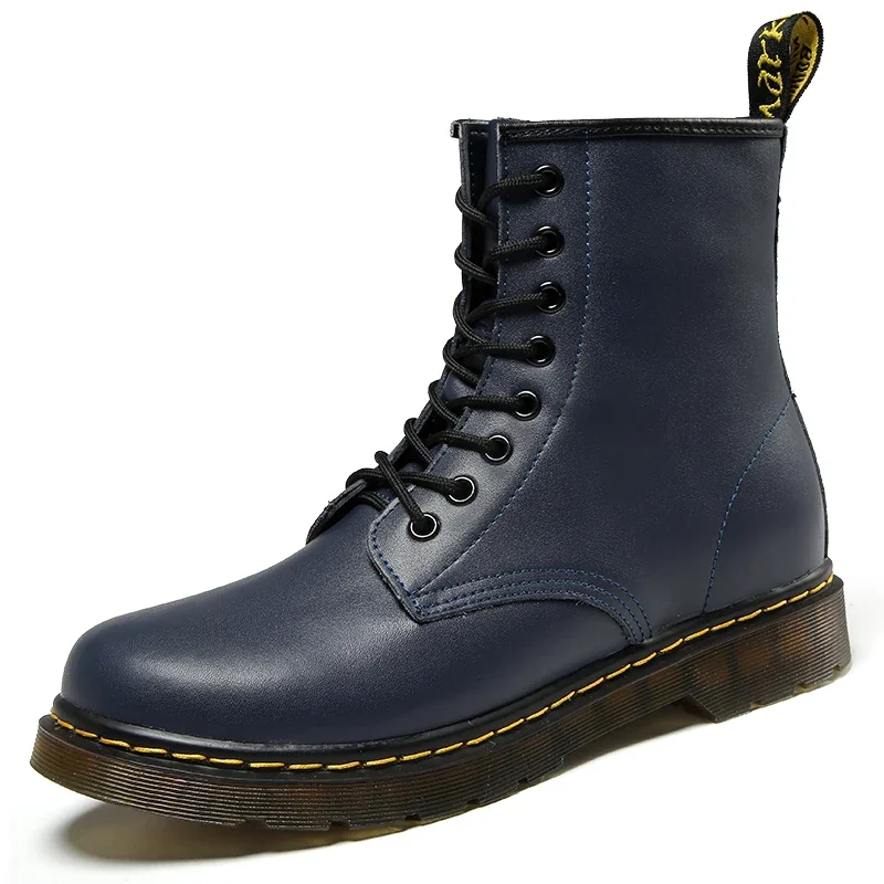 thumbnail image 1 of Botas Martin clásicas de cuero genuino para hombre, botines cortos de estilo británico a la moda, botas militares, botas para mujer, 1 of 5