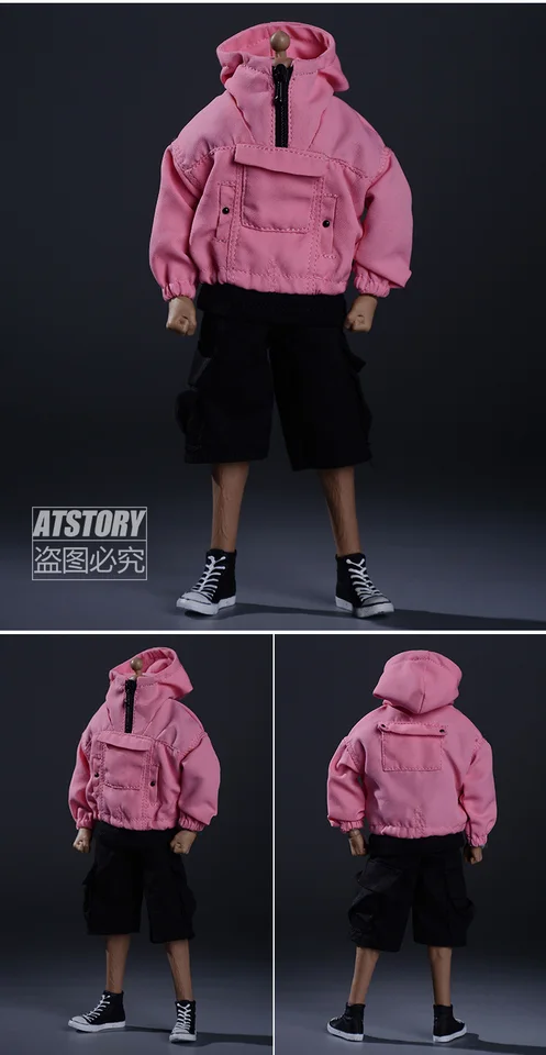 In Stock 1/12 Scale Male Hooded Sweater Shirt Set Street Casual Clothes For 6 Inches Action Figures Body Model - Foto 8