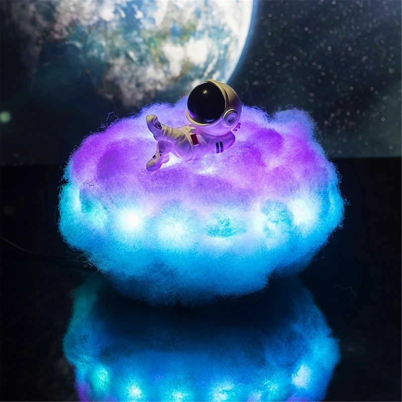 Rainbow Clouds Astronaut Lamp Creative Rocket Light LED Colorful USB Night  Light Decor Ins Atmosphere Bedside Lamp Kids Gift