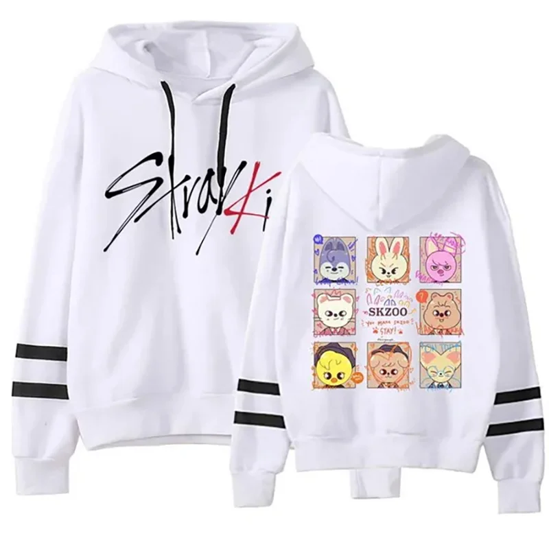 

Kpop Hoodies Women Fashion Striped Long Sleeve Hooded Sweatshirt Autumn and Winter Streetwear Casual Hoodie