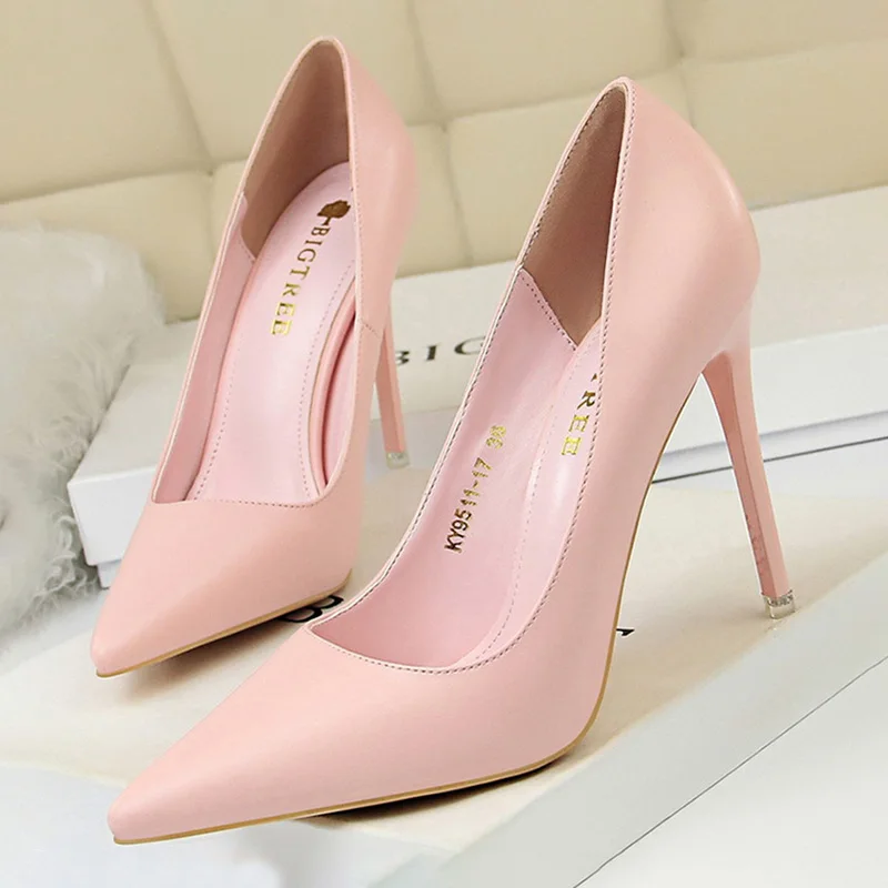 Shoes Women Pumps Pu Leather High-heeled Shoes Fashion Wedding Shoes Stiletto Heels Sexy Party Shoes Large Size 42 43