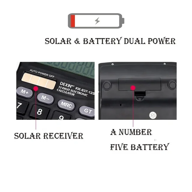 Calculatrice solaire et batterie à 12 chiffres, double puissance, grand écran LCD pour la maison, le bureau, l'école, les outils de comptabilité financière 5 Calculatrice solaire et batterie à 12 chiffres, double puissance, grand écran LCD pour la maison, le bureau, l'école, les outils de comptabilité financière 5