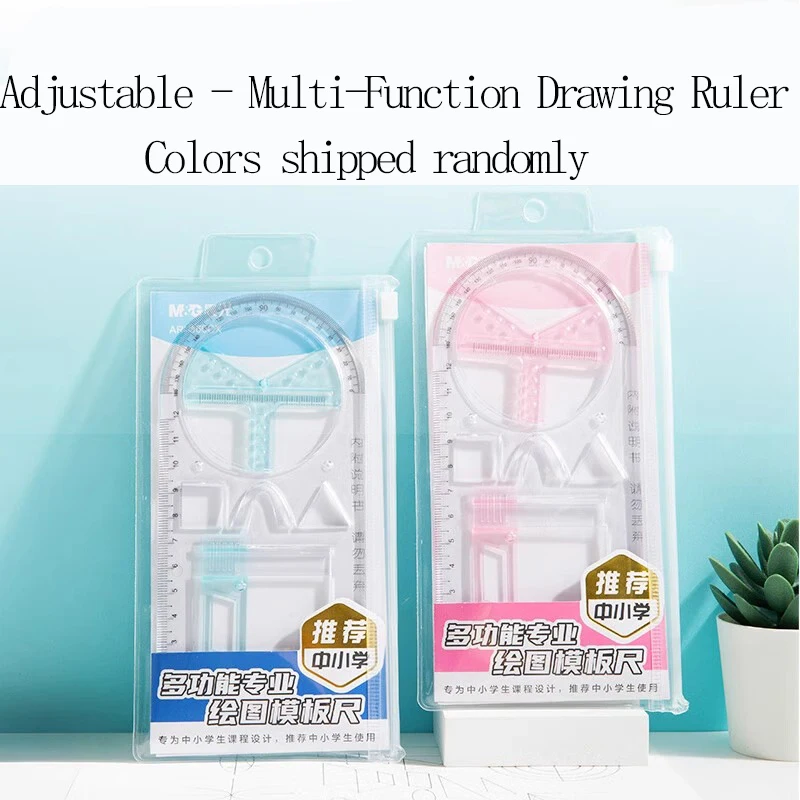 M&G Multi-Function Sliding Template Ruler Primary & Secondary School Mathematics Geometry Drawing Template Ruler Sliding Drawing
