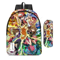 2 pz/set Anime Pikachu Pokemon Stampa Zaino Scuola Pikachu Ragazzi Ragazze Moda Laptop Zaino di Grande Capacità per I Regali 35