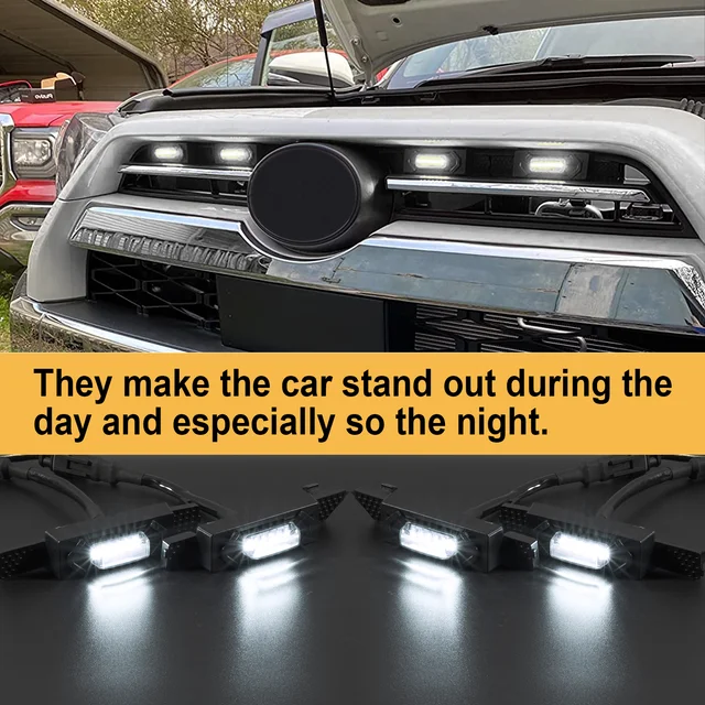 Car Accessories Front Grills Led Yellow/White Lights Fit For Toyota 4