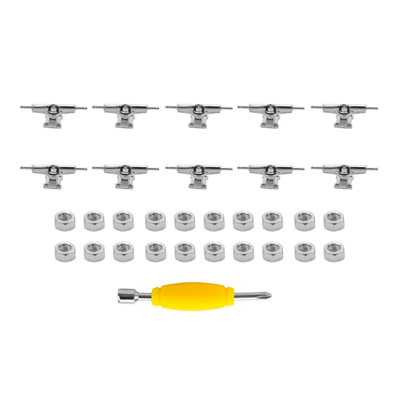 A49K-10 Pcs 29Mm 핑거 보드 트럭 핑거 스케이트 보드 데크 (너트 포함) 핑거 스케이트 보드 용 스패너 스크루 드라이버 포함