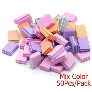 100/180 Professional Mini Nails File Manicure Tips Care 50Pcsbuffer Art Sandpaper File Sanding Polishing Accessories Tools
