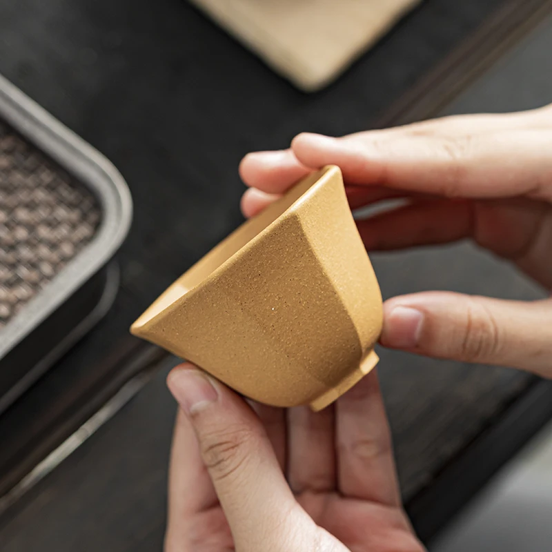 High-end Yixing Purple Clay Teacup Full Handmade Cup Kung Fu Tea Cup Tea Ceremony Accessories Small