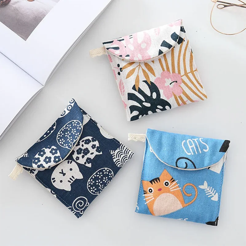 Portable Women Cosmetic Organizer Sanitary Napkin Storage Bag Girls Ladies Cute Coin Card Sanitary Pad Pouch Small Cosmetic Bag 3