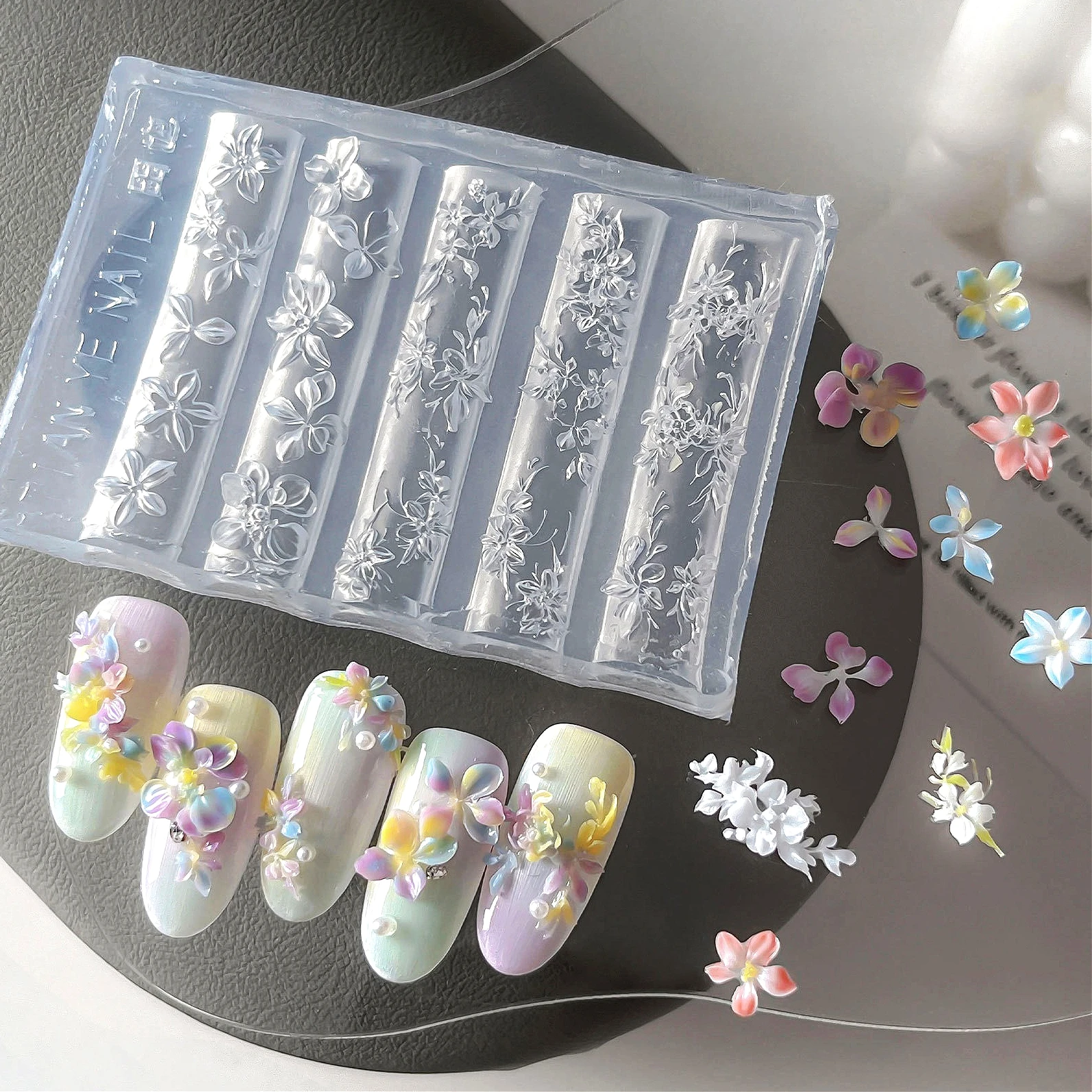 3D 해바라기 튤립 연꽃 백합 꽃 리본 나비 해파리 조개 하트 별 네일 아트 실리콘 조각 몰드 템플릿