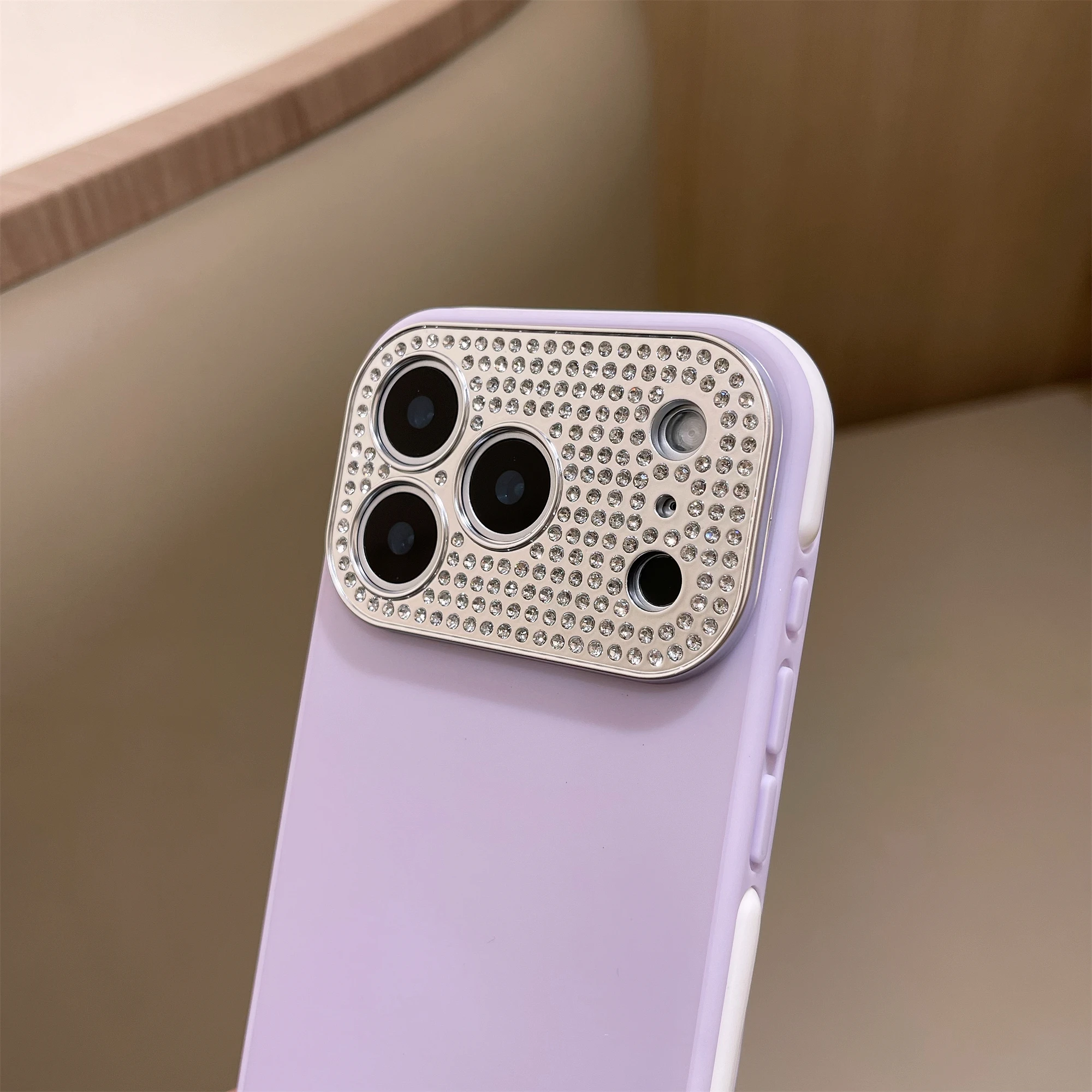 Glamorous Glitter Shockproof Camera Protection Case with Diamond Accents - Candy Color Bumper