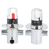 วาล์วควบคุมอุณหภูมิฝักบัว วาล์วควบคุมอุณหภูมิแบบเทอร์โมสแตติกทองเหลือง สำหรับผสมน้ำร้อน/น้ำเย็น ใช้กับเครื่องทำน้ำอุ่นในบ้าน 1