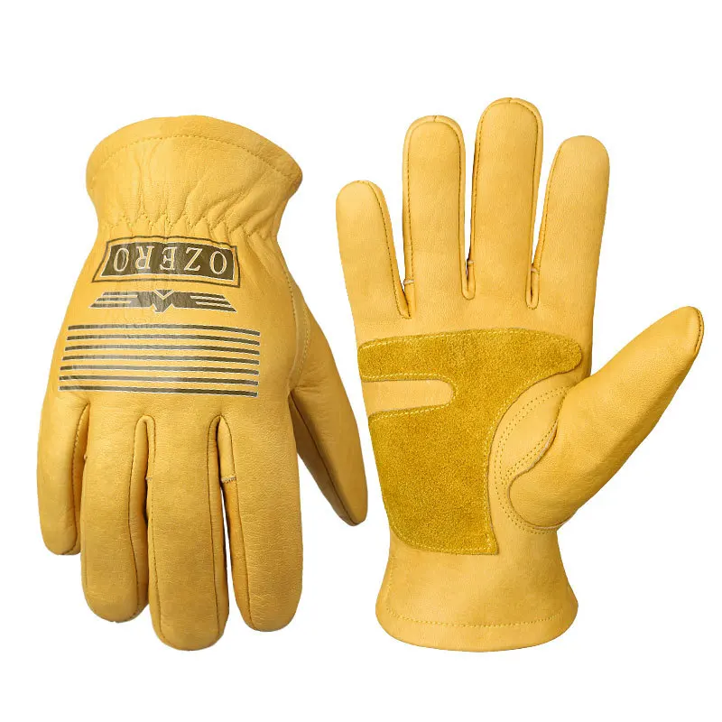 

Yellow cowhide motorcycle gloves supplies full finger outdoor riding sports leather non-slip retro motorcycle leather gloves
