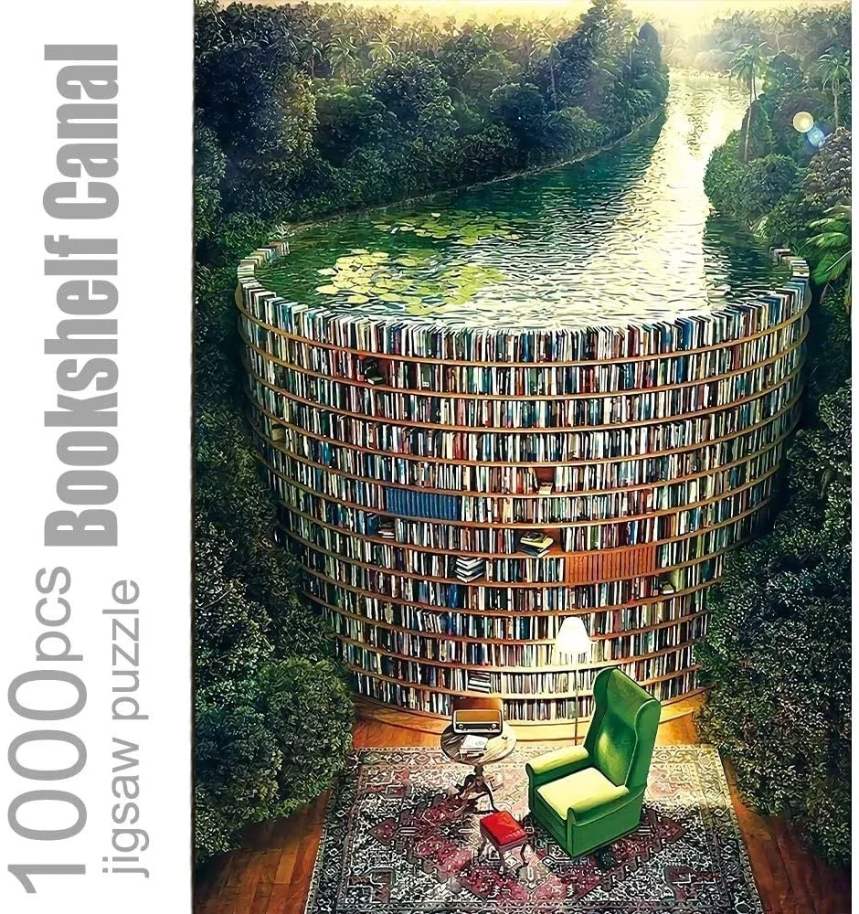 Jigsaw puzzles wooden jigsaw puzzles educational puzzles Jigsaw Puzzles 1000 Pieces Adults Bookshelf Canal Educational Fun Game Intellectual Decompressing Interesting Puzzle