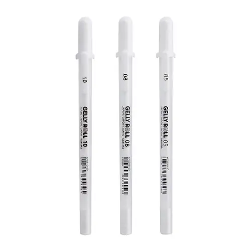 Sakura Gelly Roll Gel Pen White Color 0.5mm 0.8mm 1.0mm High Light Marke Pen Black Cardboard Art Painting Pen White Line Pens - Image 4