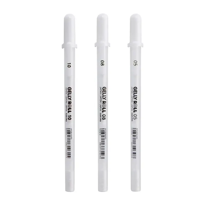 Sakura Gelly Roll Gel Pen White Color 0.5mm 0.8mm 1.0mm High Light Marke Pen Black Cardboard Art Painting Pen White Line Pens - Image 4