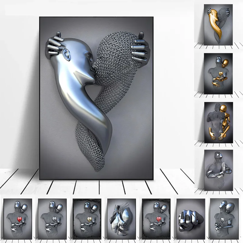 estatua-de-figura-de-metal-arte-de-pared-rom-ntico-pintura-abstracta-en
