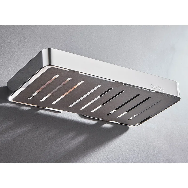 1 Set of Stainless Steel Wall Mounted Soap Rack Bathroom Storage Container Extended Household Soap Rack Square Shower Soap Tray