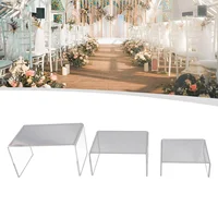 3pc Square Acrylic Clear Display Stands Showcase Set Jewelry Makeup Holderfor Displaying Merchandise Set Ups Decorative 1