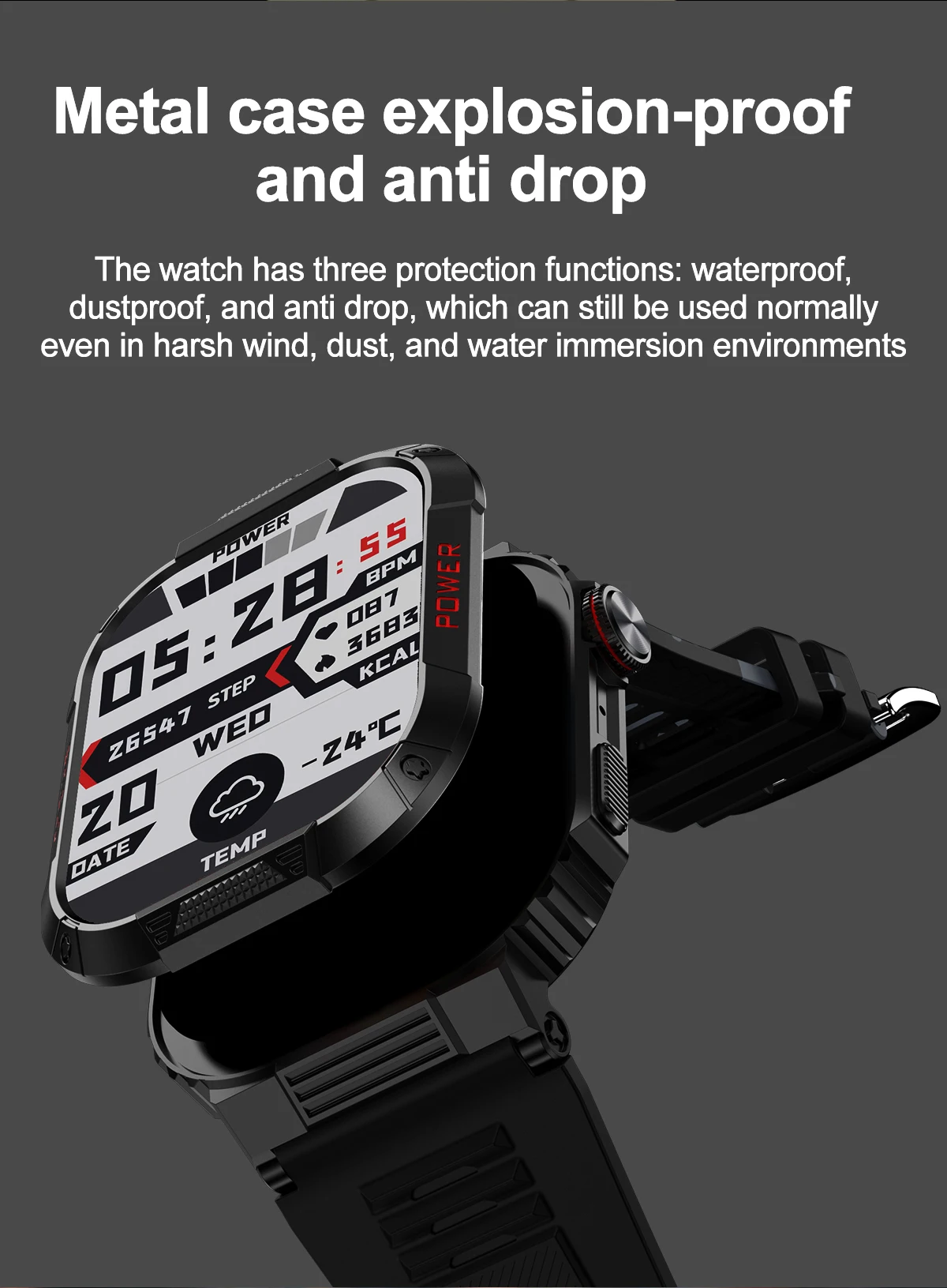 Smart Watch for Men Outdoor Sports BT Call Health Monitoring - Main Image