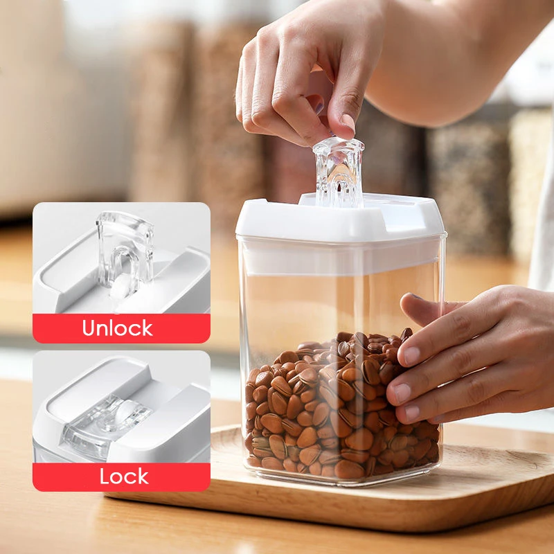 Pop Top Airtight Food Storage Containers Set BPA-Free Crystal Clear  Canisters for Kitchen Pantry Organization and Storage, White - AliExpress