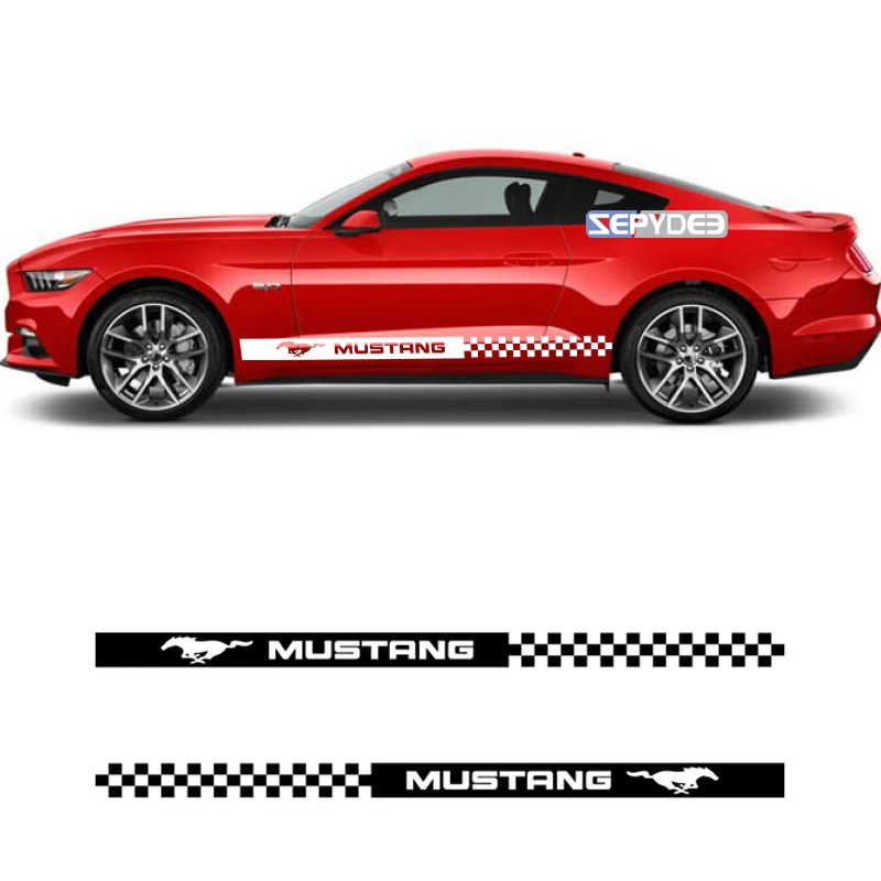 2個の車のサイドステッカービニールストライプラップボディステッカー用カースタイリングフォードマスタング 車のステッカー Aliexpress