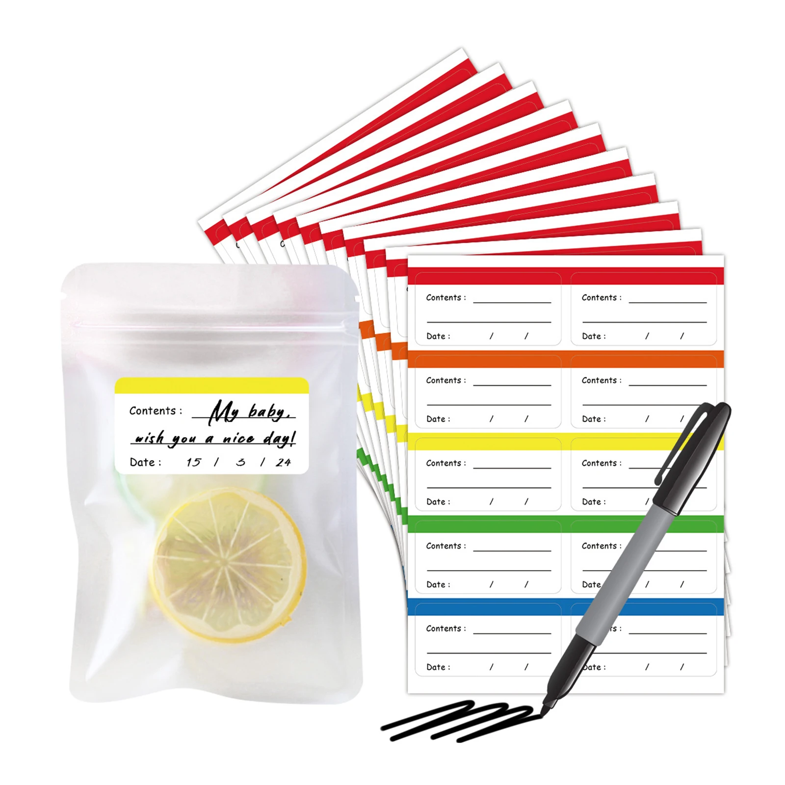 Removable Freezer Labels Food Storage Labels Stickers Can Jar Boxes Refrigerator Kitchen Label Containers 100pcs 6*3cm label stickers