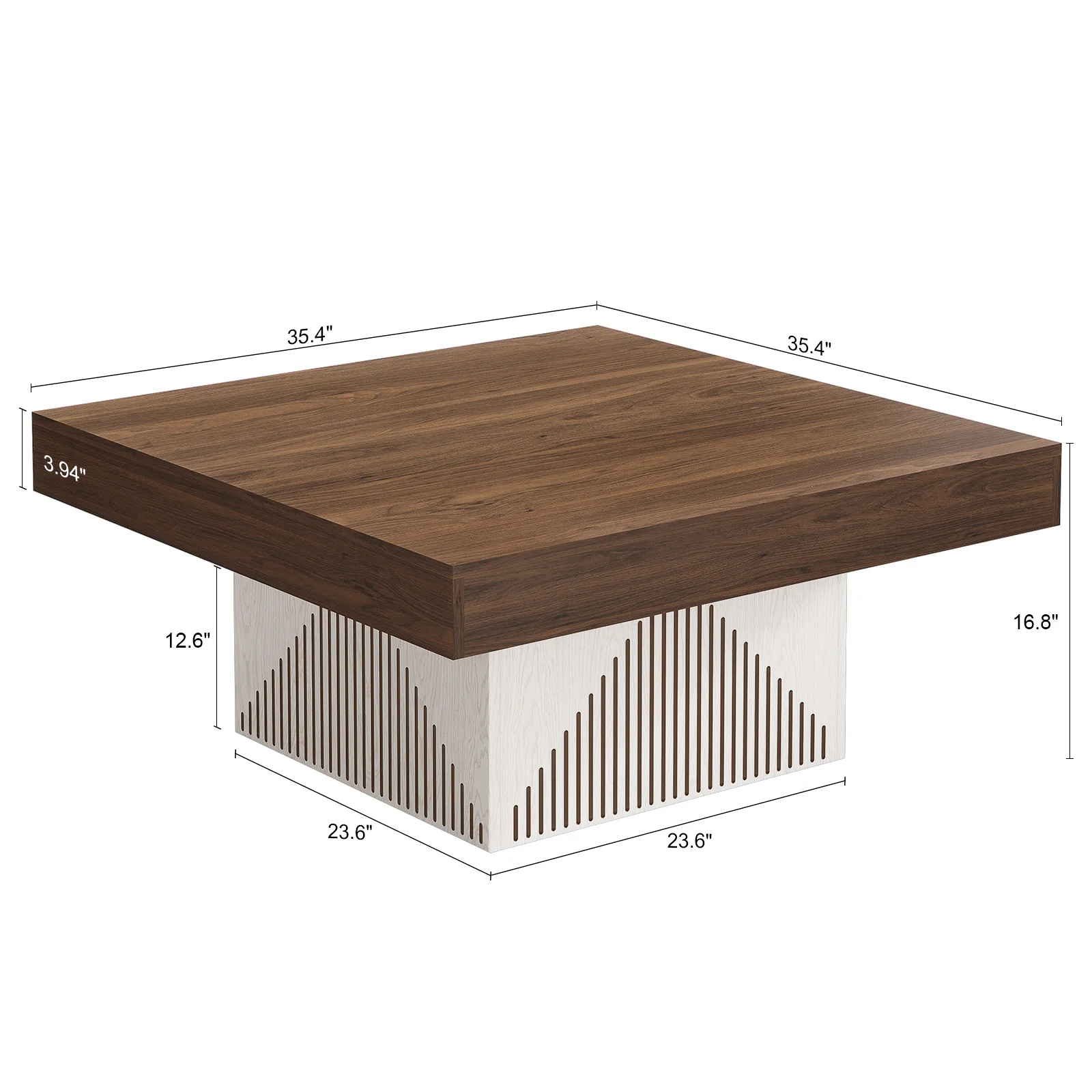 Coffee Table, Square Coffee Table with RGB LED Light, Wood Low Coffee Table for Living Room, Center Table for Living Room 2