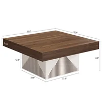 Coffee Table, Square Coffee Table with RGB LED Light, Wood Low Coffee Table for Living Room, Center Table for Living Room 2