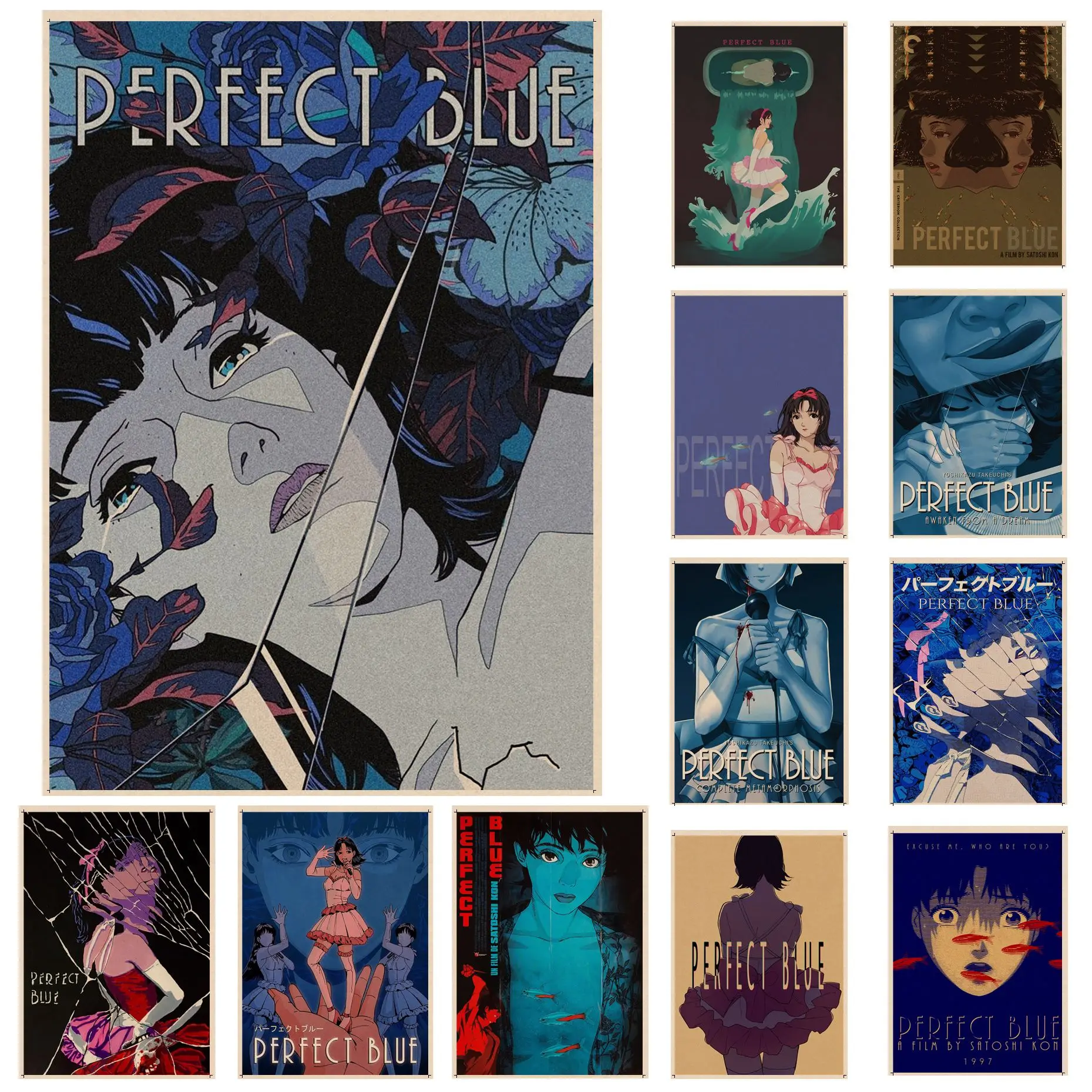 Anime poster Vintage posters Poster prints Anime Perfect Blue Anime Posters Vintage Room Home Bar Cafe Decor Aesthetic Art Wall Painting
