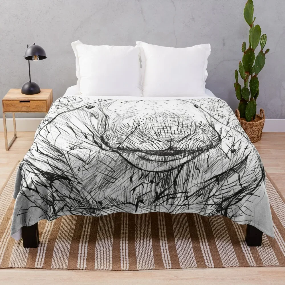 

DUGONG pencil portrait .1 Throw Blanket Camping Blankets For Bed Blankets For Baby Blankets